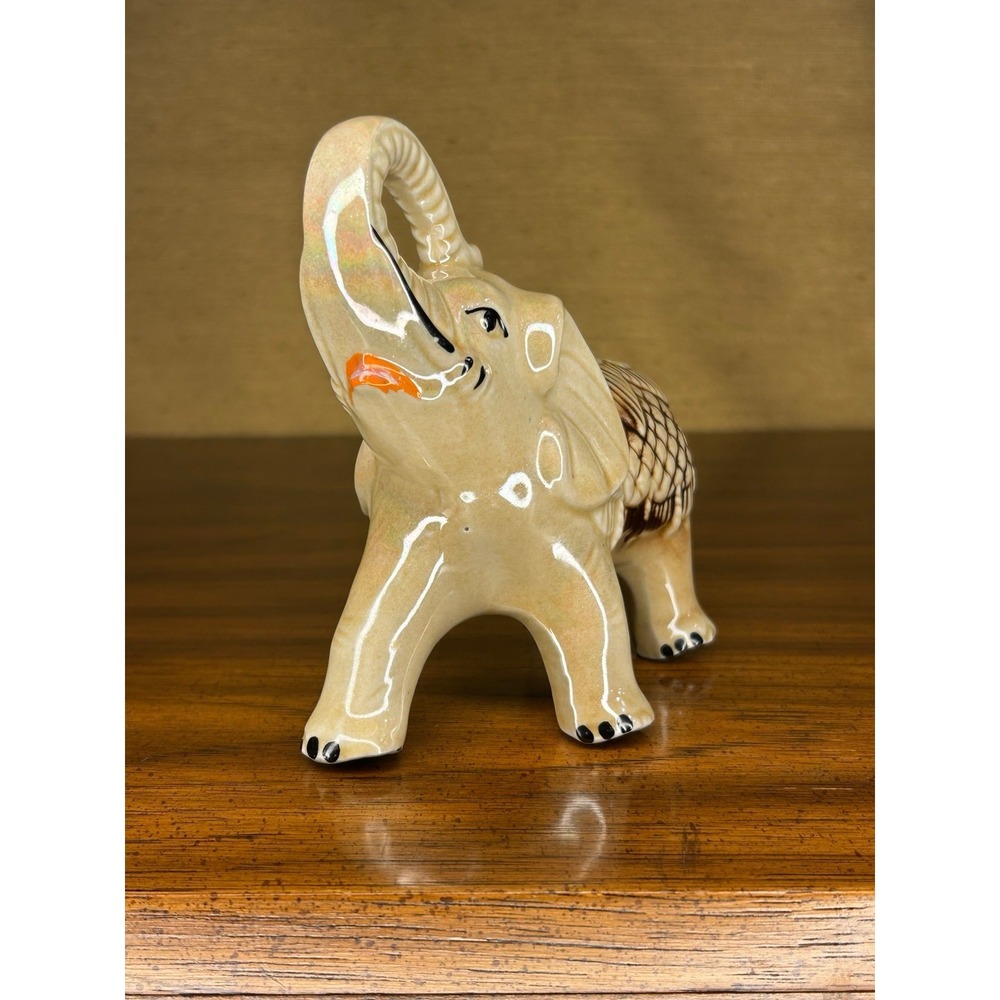 Mid Century Elephant Figurine | Trunk up Lucky Elephant - Picture 3 of 6